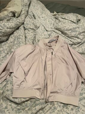 Zara CreamCropped Bomber Jacket